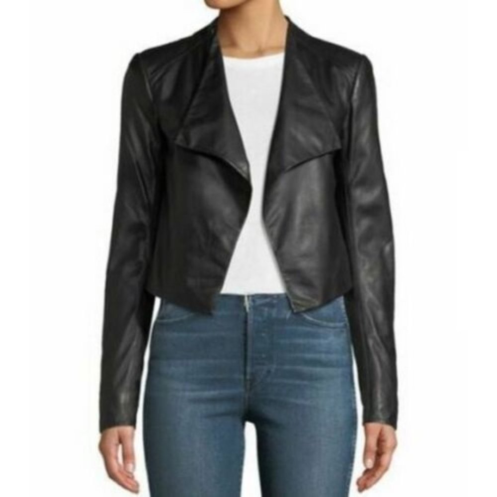 Theory Crossover Black Lamb Leather Blazer Paperweight Jacket